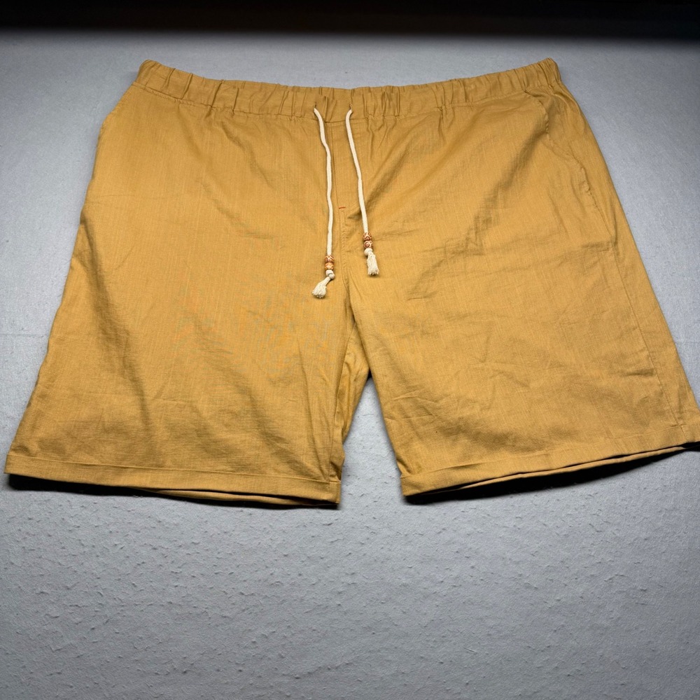 Sailwind Shorts Mens 3XL Yellow Casual Linen Blend Drawstring Beaded Beach NWT